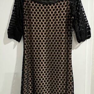 Max Studio Black and Tan Sheath Midi Dress